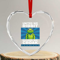 Patriotic Protest Portland Frog Heart Crystal Glass Ornament United We Ribbit Divided We Croak Resist - Wonder Print Shop