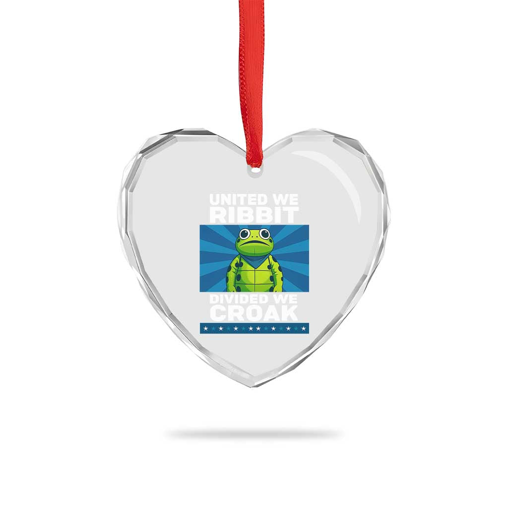 Patriotic Protest Portland Frog Heart Crystal Glass Ornament United We Ribbit Divided We Croak Resist - Wonder Print Shop