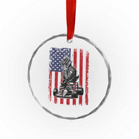 Patriotic Racing Car American Flag Race Crystal Glass Ornament - Wonder Print Shop