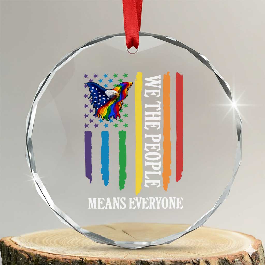 Patriotic Rainbow Pride American Eagle Crystal Glass Ornament We The People LGBT Pride