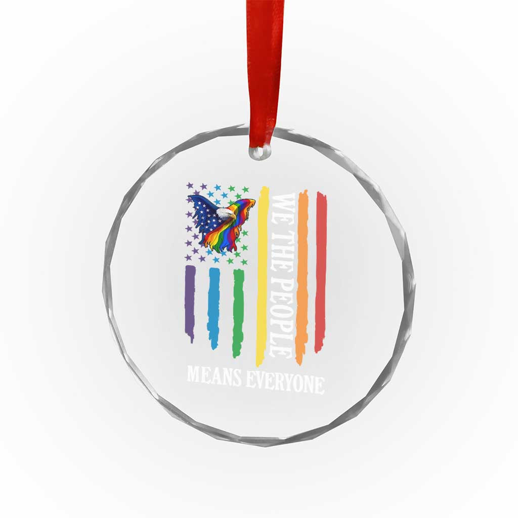 Patriotic Rainbow Pride American Eagle Crystal Glass Ornament We The People LGBT Pride