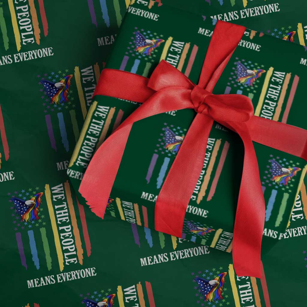 Patriotic Rainbow Pride American Eagle Wrapping Paper Roll We The People LGBT Pride