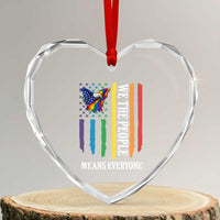 Patriotic Rainbow Pride American Eagle Heart Crystal Glass Ornament We The People LGBT Pride