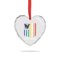 Patriotic Rainbow Pride American Eagle Heart Crystal Glass Ornament We The People LGBT Pride