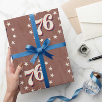 Patriotic Retro 76 American Flag Stars Circle Wrapping Paper Roll 1976 Milestone Birthday Graphic