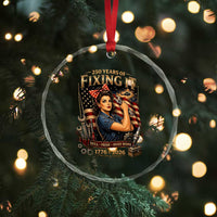Patriotic Rosie Mechanic Feminist Pride Crystal Glass Ornament 250 Years Of Fixing It