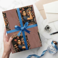 Patriotic Rosie Mechanic Feminist Pride Wrapping Paper Roll 250 Years Of Fixing It