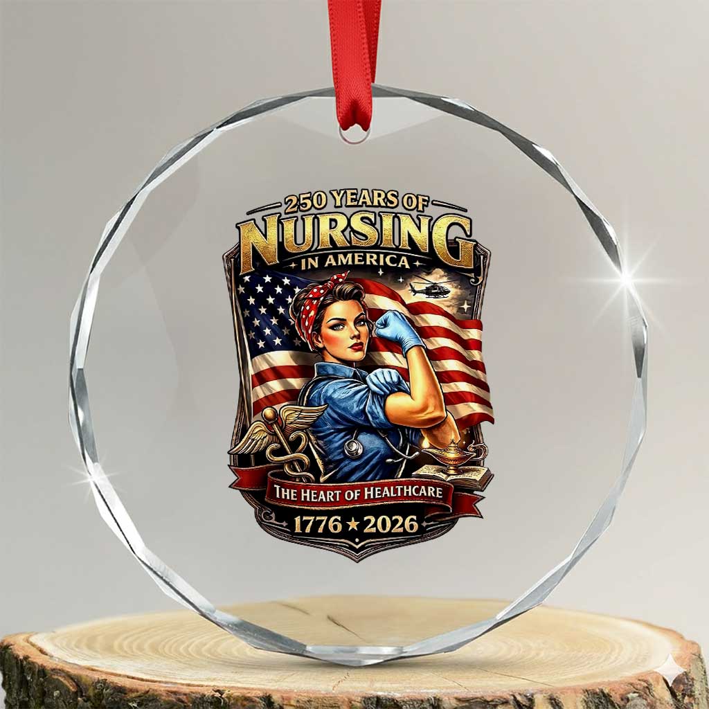 Patriotic Rosie Nurse Feminist Pride Crystal Glass Ornament 250 Years Of Nursing