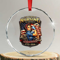 Patriotic Rosie Nurse Feminist Pride Crystal Glass Ornament 250 Years Of Nursing