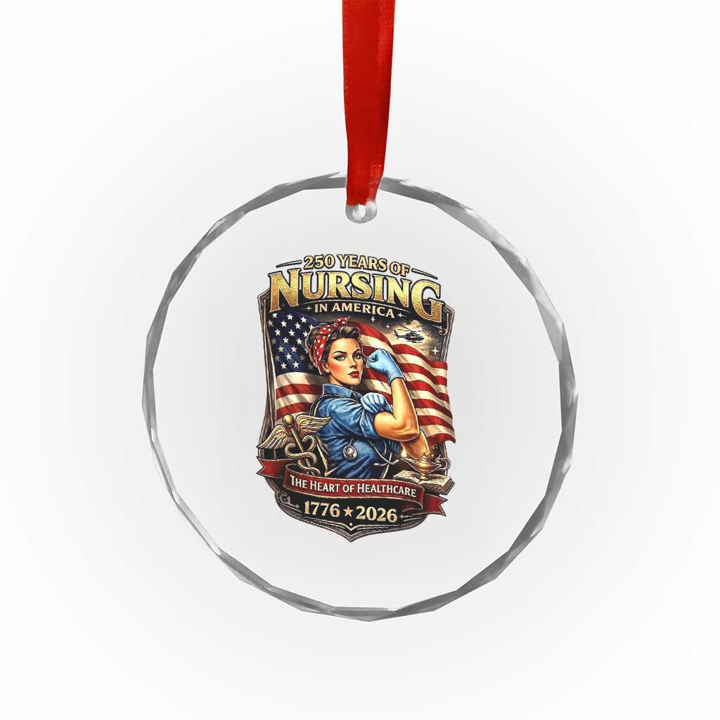 Patriotic Rosie Nurse Feminist Pride Crystal Glass Ornament 250 Years Of Nursing