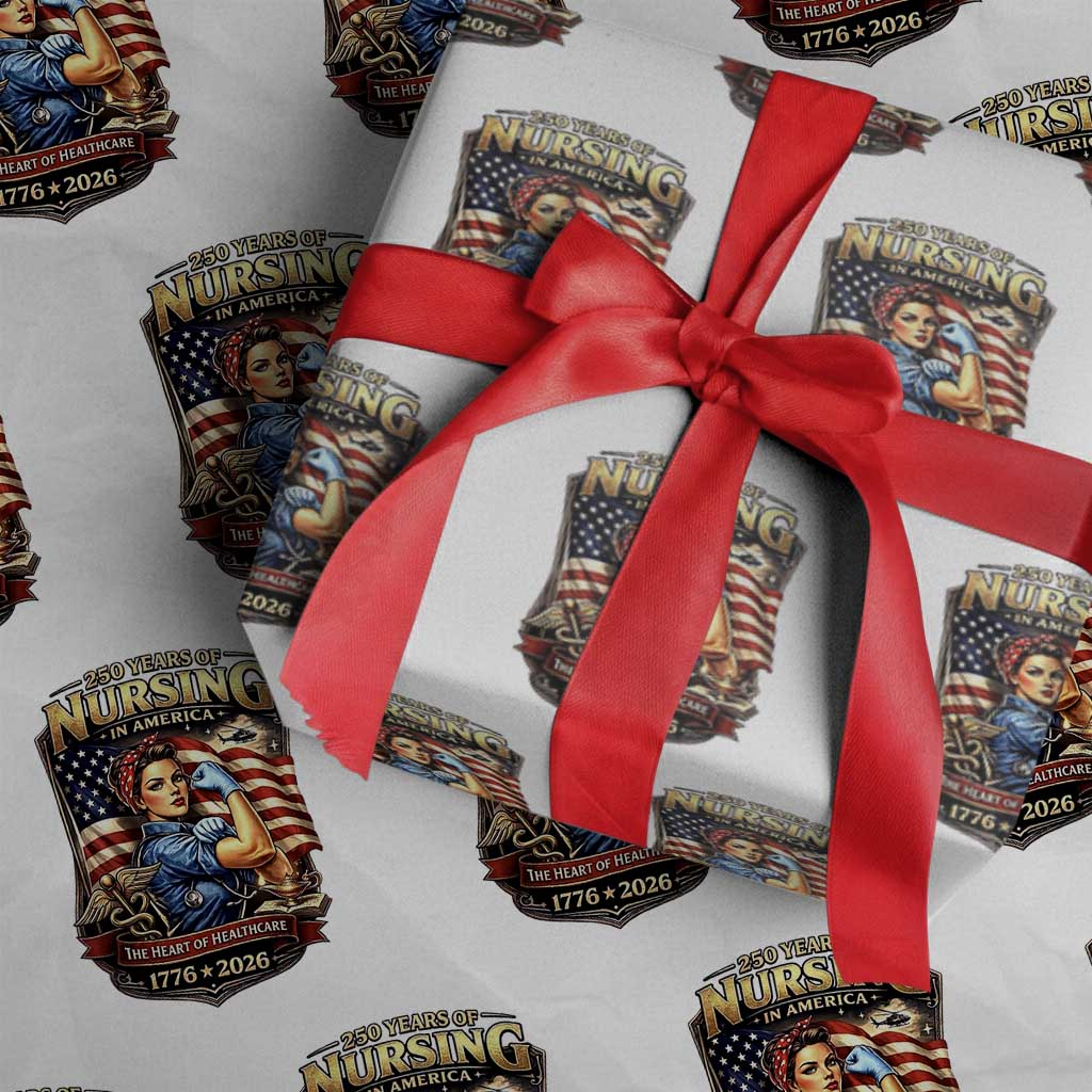 Patriotic Rosie Nurse Feminist Pride Wrapping Paper Roll 250 Years Of Nursing