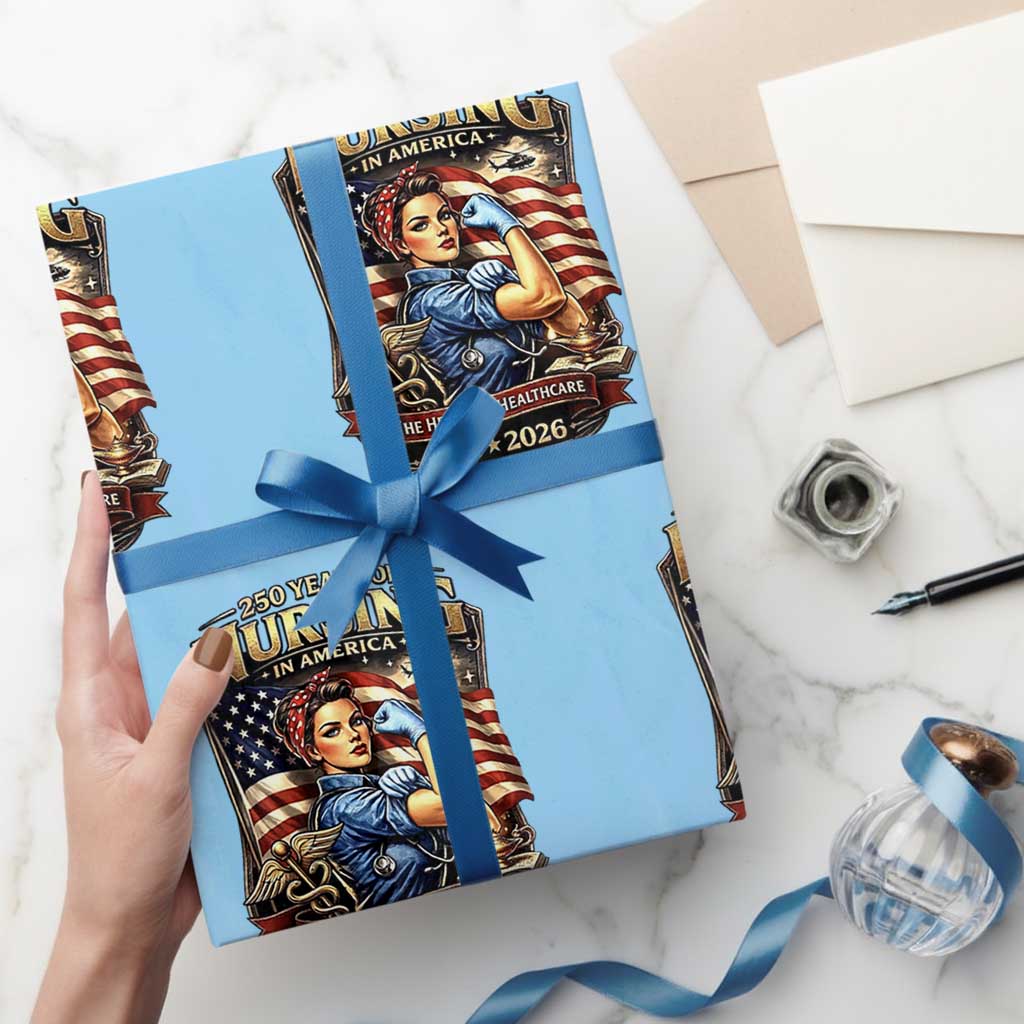 Patriotic Rosie Nurse Feminist Pride Wrapping Paper Roll 250 Years Of Nursing