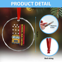 Patriotic School Bus Driver USA American Flag Crystal Glass Ornament