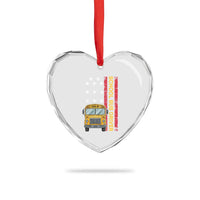 Patriotic School Bus Driver USA American Flag Heart Crystal Glass Ornament