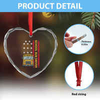 Patriotic School Bus Driver USA American Flag Heart Crystal Glass Ornament
