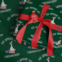 Patriotic Silly Goose 4th of July Wrapping Paper Roll Did Someone Say Firequacker