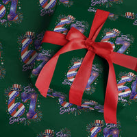 Patriotic Six Seven Wrapping Paper Roll Red White And Blue Fireworks Graphic