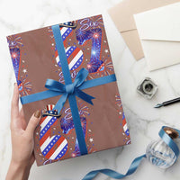 Patriotic Six Seven Wrapping Paper Roll Red White And Blue Fireworks Graphic