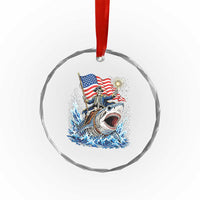Patriotic Skeleton Pirate Riding Shark Crystal Glass Ornament American Ocean Pride