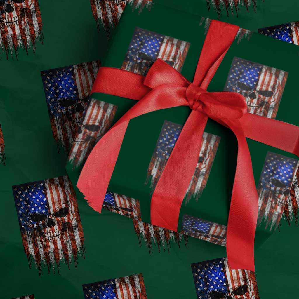 Patriotic Skull American Flag USA Pride Wrapping Paper Roll