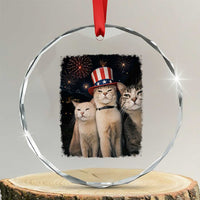 Patriotic Smoking Cat Crystal Glass Ornament Funny American Cat Lover 4th of July