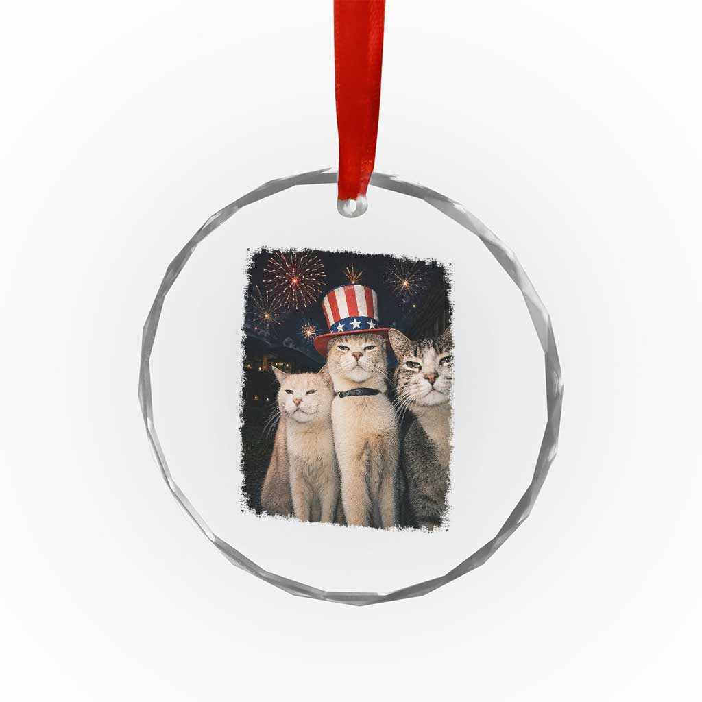 Patriotic Smoking Cat Crystal Glass Ornament Funny American Cat Lover 4th of July