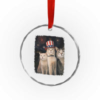 Patriotic Smoking Cat Crystal Glass Ornament Funny American Cat Lover 4th of July