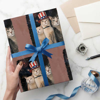 Patriotic Smoking Cat Wrapping Paper Roll Funny American Cat Lover 4th of July