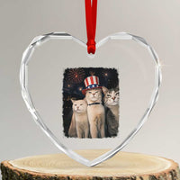 Patriotic Smoking Cat Heart Crystal Glass Ornament Funny American Cat Lover 4th of July
