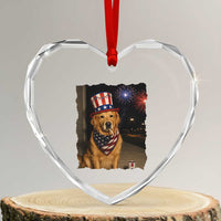 Patriotic Smoking Golden Retriever Heart Crystal Glass Ornament Funny Dog Lover Dad 4th Of July
