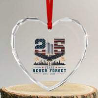 Patriotic Soaring Bald Eagle 9 11 Memorial 25th Anniversary Heart Crystal Glass Ornament 25 Years 2021 2026 Never Forget