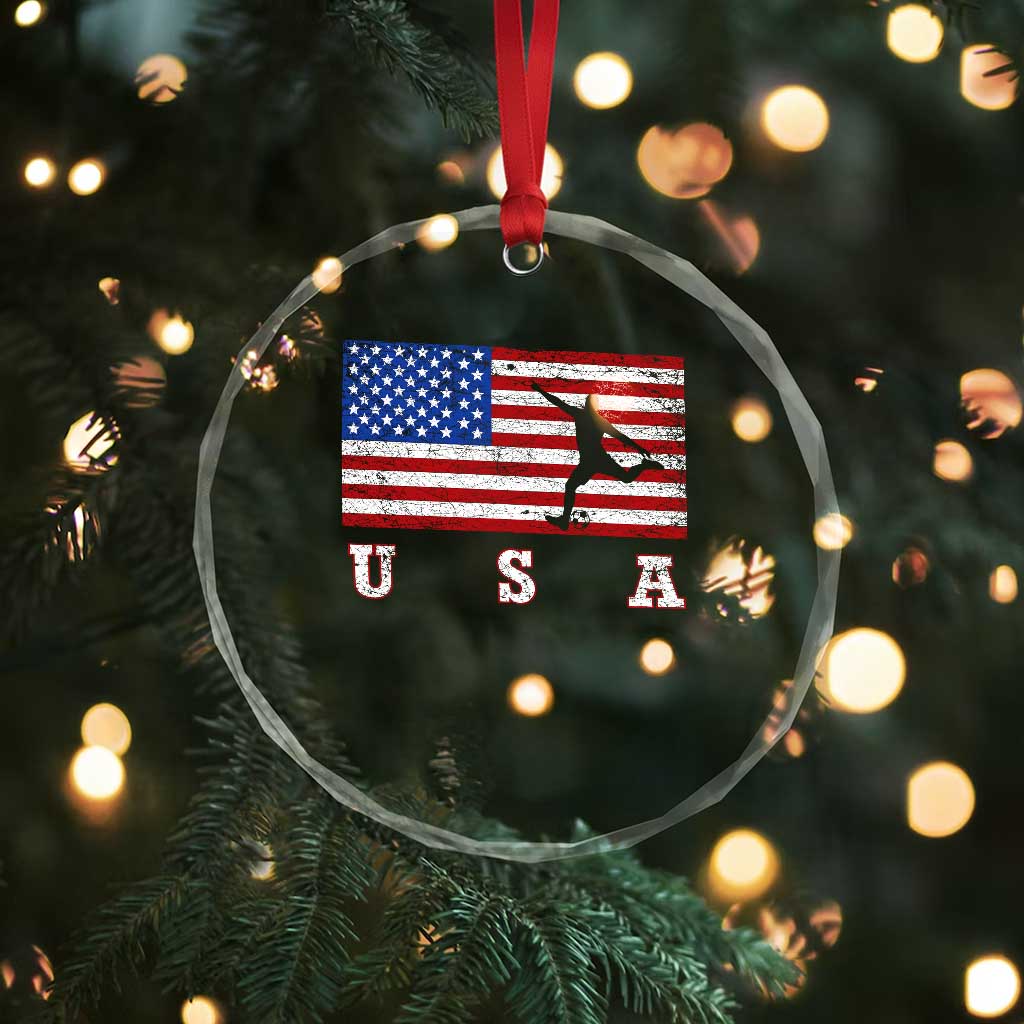 Patriotic Soccer Crystal Glass Ornament USA American Flag Team - Wonder Print Shop