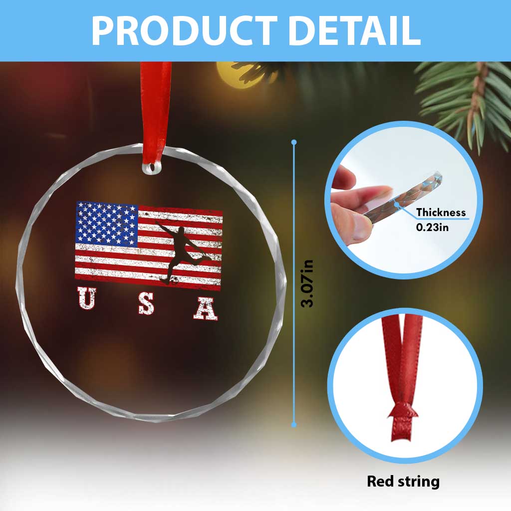 Patriotic Soccer Crystal Glass Ornament USA American Flag Team - Wonder Print Shop