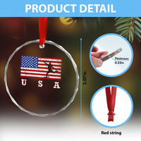 Patriotic Soccer Crystal Glass Ornament USA American Flag Team - Wonder Print Shop