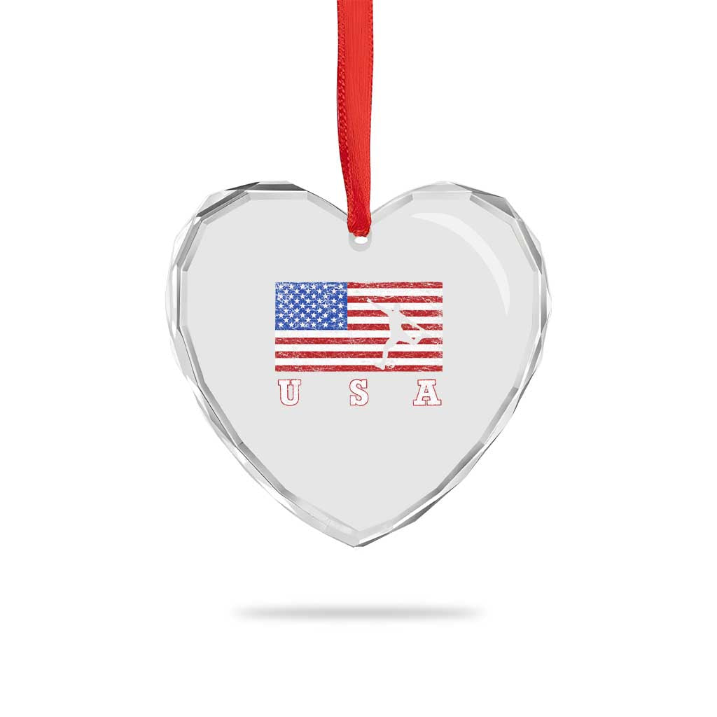 Patriotic Soccer Heart Crystal Glass Ornament USA American Flag Team - Wonder Print Shop