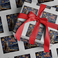 Patriotic Starry Night Cat Wrapping Paper Roll Cat Lover Gift