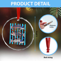 Patriotic Striped Bass Fishing Skeleton Crystal Glass Ornament USA Flag Angler Gift