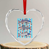 Patriotic Striped Bass Fishing Skeleton Heart Crystal Glass Ornament USA Flag Angler Gift
