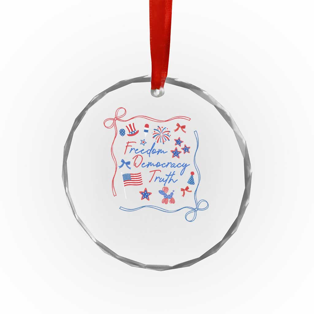 Patriotic Subtle FDT Crystal Glass Ornament Coquette Bow Patriotic 4th of July - Wonder Print Shop