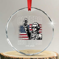 Patriotic Thomas Jefferson Crystal Glass Ornament Cheers To 250 Years