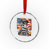 Patriotic Trucker Skeleton American Flag Crystal Glass Ornament - Wonder Print Shop