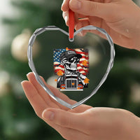 Patriotic Trucker Skeleton American Flag Heart Crystal Glass Ornament - Wonder Print Shop