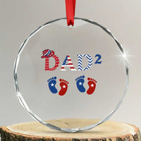 Patriotic Twin Dad American Flag Crystal Glass Ornament Father Of Twins USA Gift