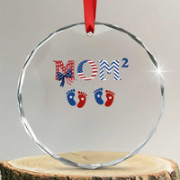Patriotic Twin Mom Announcement American Flag Gift Crystal Glass Ornament