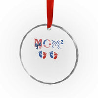 Patriotic Twin Mom Announcement American Flag Gift Crystal Glass Ornament