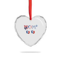 Patriotic Twin Mom Announcement American Flag Gift Heart Crystal Glass Ornament