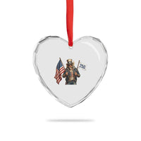 Patriotic Uncle Sam Celebrating 250 Years America Heart Crystal Glass Ornament