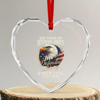 Patriotic USA Army Military 250th Anniversary Heart Crystal Glass Ornament 250 Years Of Defending Liberty Since 1775 - Wonder Print Shop