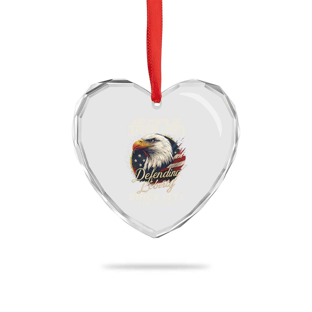 Patriotic USA Army Military 250th Anniversary Heart Crystal Glass Ornament 250 Years Of Defending Liberty Since 1775 - Wonder Print Shop