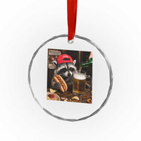 Patriotic USA Raccoon Drinking Beer Crystal Glass Ornament 4th of July Meme